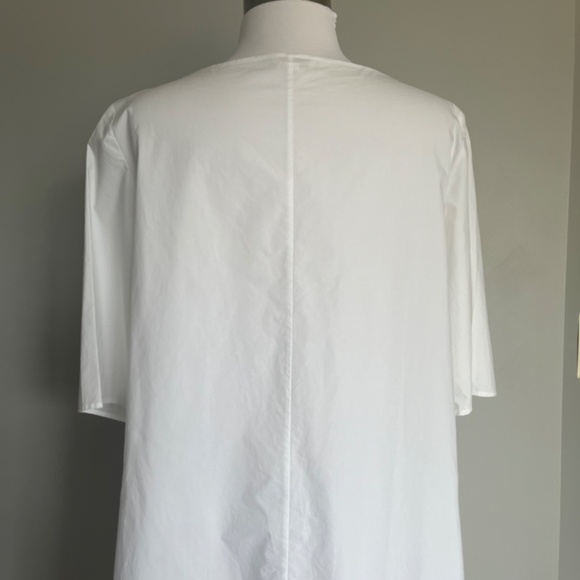 COS White Cotton Voluminous Gathered Front Rachet A-line Casual Pockets Dress - Picture 7 of 12